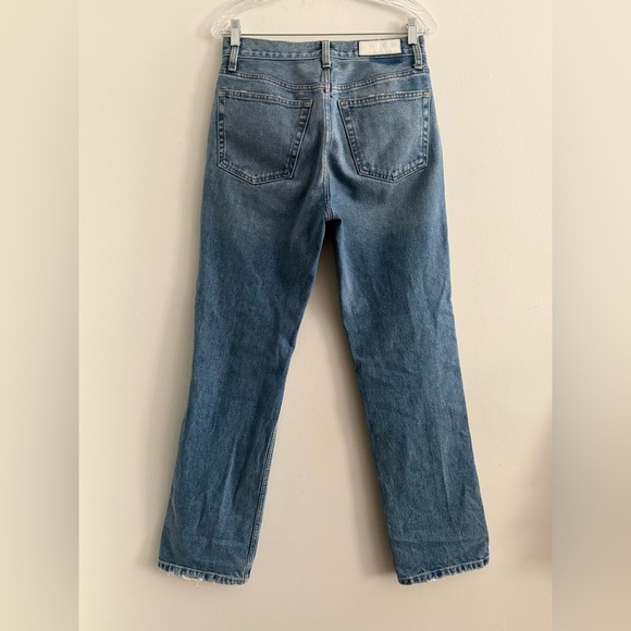 RE/DONE 90s High Rise Straight Jeans Distressed Knee Vintage Wash Denim Size 27 - Picture 3 of 13